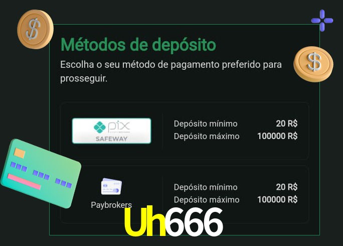 O cassino Uh666 oferece uma grande variedade de métodos de pagamento